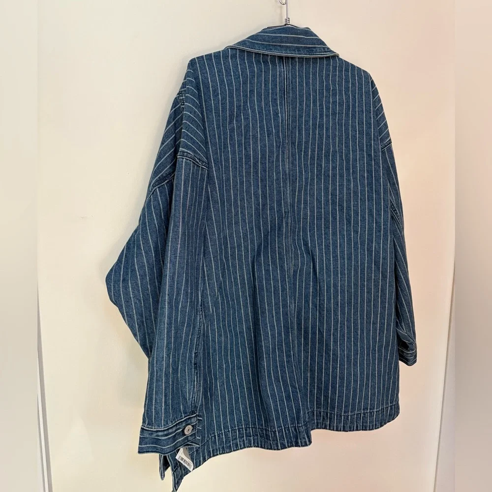 NWT Free People We The Free Madison City Pinstripe Denim Jacket Size Large - Picture 12 of 15